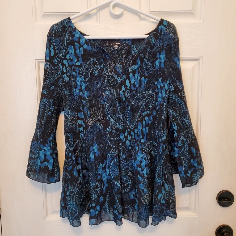 George Woman Floral Pattern 3X Pleated Blouse